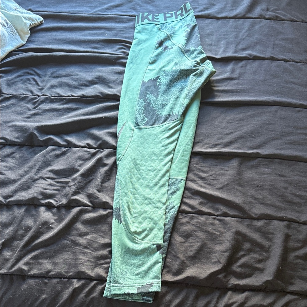 Nike Pro Therma Fit Forest Green Leggings(Men)